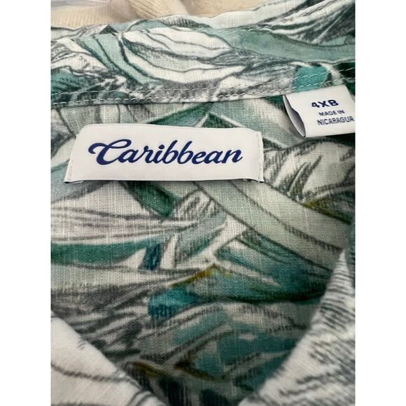 NWT Caribbean Isle Breeze Cotton Linen Short Sleeve Button Down Woven Shirt 4XB - Picture 6 of 12